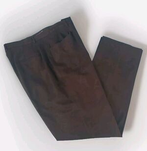 Womens Linen Pants Sz 12 Black Straight Leg Lightweight Trousers ECT New York